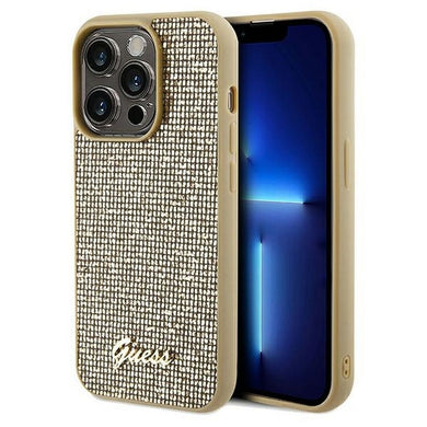 Оригинален гръб GUESS GUHCP14LPMSDGSD for iPhone 14 Pro (Disco Script Metal / gold)