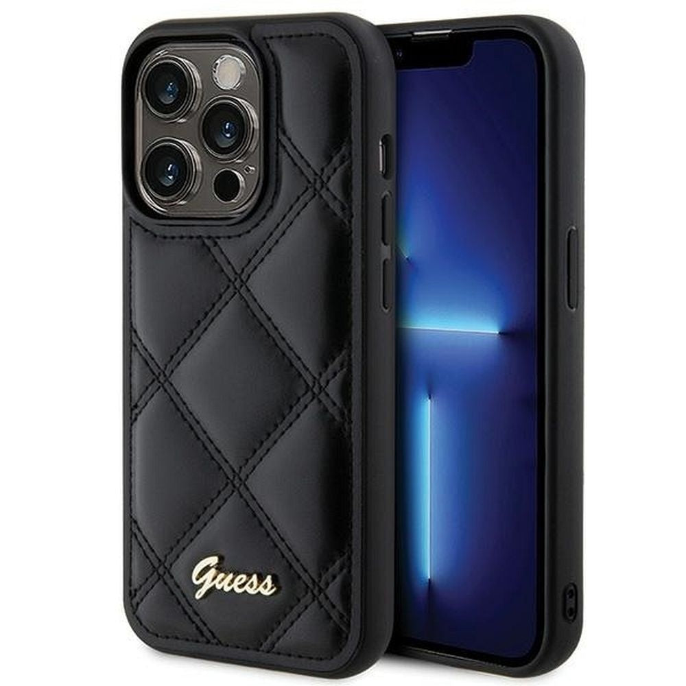 Оригинален гръб GUESS за IPHONE 15 Pro Max GUHCP15XPSQSQSK (Quilted Metal Logo) черен