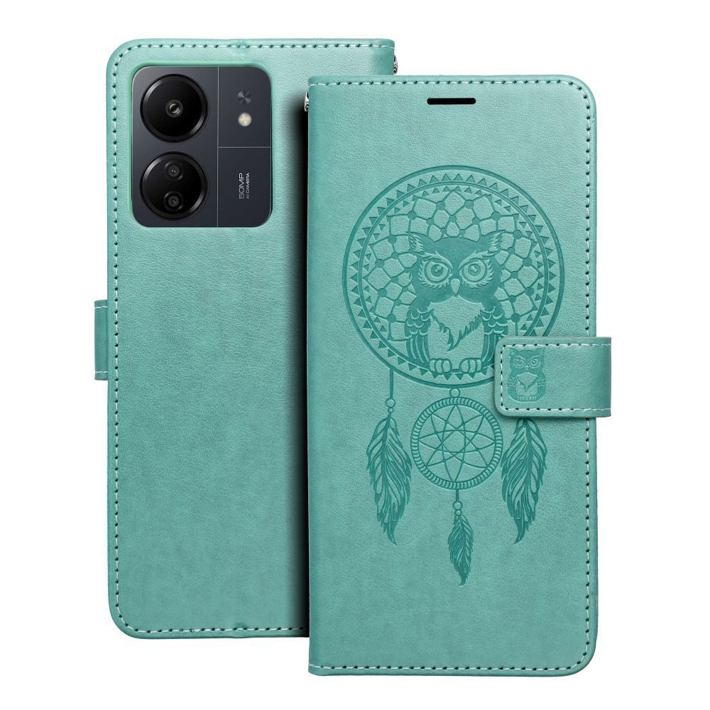 Калъф тип книга MEZZO за XIAOMI Redmi 13C / POCO C65 dreamcatcher зелен