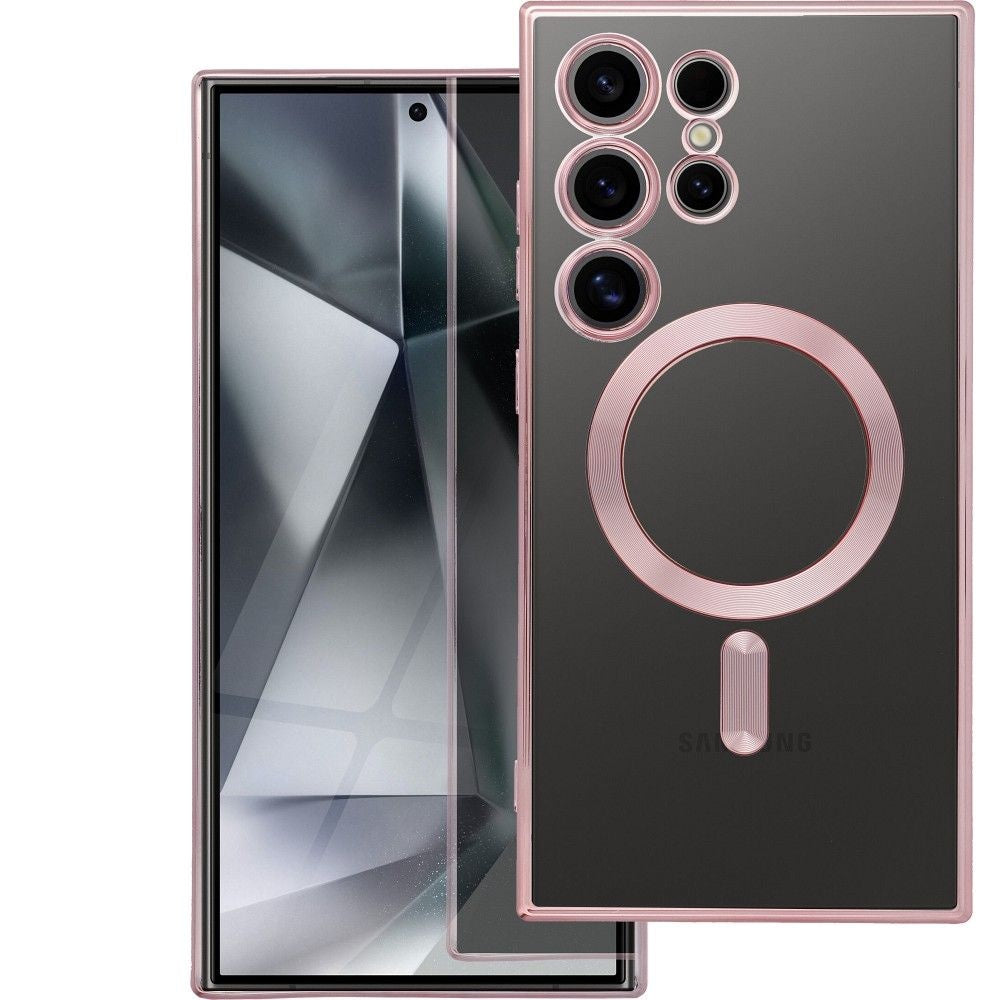 Гръб ELECTRO MAG COVER съвместим с MagSafe за SAMSUNG S24 Ultra розов златист