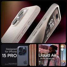Заредете изображение във визуализатора на галерията – SPIGEN LIQUID AIR калъф за IPHONE 15 Pro natural титанов

