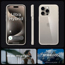 Заредете изображение във визуализатора на галерията – SPIGEN ULTRA HYBRID калъф за IPHONE 15 Pro Max natural titatnium
