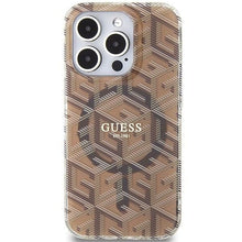 Заредете изображение във визуализатора на галерията – Оригинален гръб GUESS за IPHONE 15 Pro compatible with MagSafe GUHMP15LHGCUSTGW (IML GCUBE) кафяв

