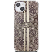 Заредете изображение във визуализатора на галерията – Оригинален гръб GUESS за IPHONE 15 GUHCP15SH4PSEGW (4G Златист Stripe) кафяв
