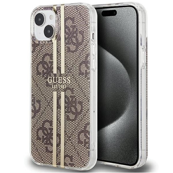 Оригинален гръб GUESS за IPHONE 15 Plus GUHCP15MH4PSEGW (4G Златист Stripe) кафяв