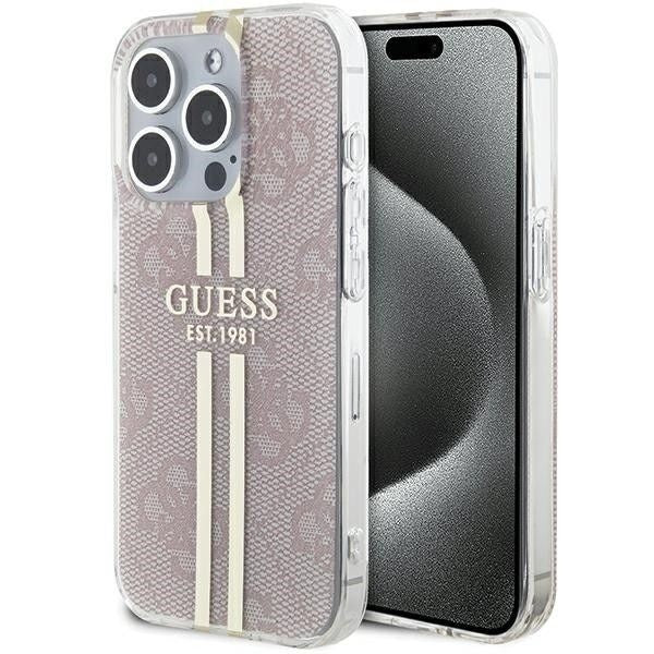 Оригинален гръб GUESS за IPHONE 14 Pro Max GUHCP14XH4PSEGP (4G Златист Stripe) розов