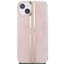 Заредете изображение във визуализатора на галерията – Оригинален гръб GUESS за IPHONE 15 GUHCP15SH4PSEGP (4G Златист Stripe) розов
