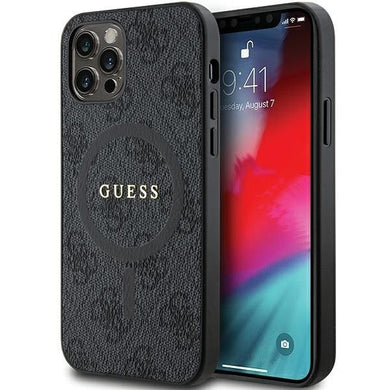 Оригинален гръб GUESS за IPHONE 12 / 12 Pro compatible with MagSafe GUHMP12MG4GFRK (4G Ring classic logo) черен