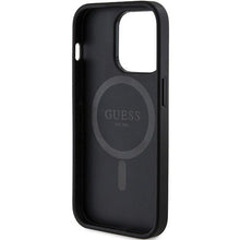 Заредете изображение във визуализатора на галерията – Оригинален гръб GUESS за IPHONE 13 Pro compatible with MagSafe GUHMP13LG4GFRK (4G Ring classic logo) черен
