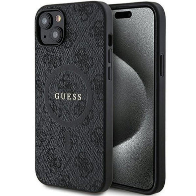 Оригинален гръб GUESS за IPHONE 14 compatible with MagSafe GUHMP14SG4GFRK (4G Ring classic logo) черен
