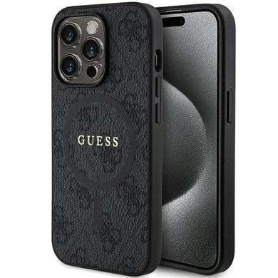 Оригинален гръб GUESS за IPHONE 15 Pro compatible with MagSafe GUHMP15LG4GFRK (4G Ring classic logo) черен