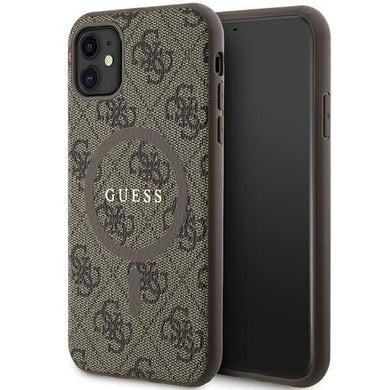 Оригинален гръб GUESS съвместим с MagSafe за GUHMN61G4GFRW (4G Ring classic logo) кафяв