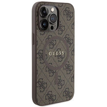Заредете изображение във визуализатора на галерията – Оригинален гръб GUESS за IPHONE 13 Pro Max compatible with MagSafe GUHMP13XG4GFRW (4G Ring classic logo) кафяв
