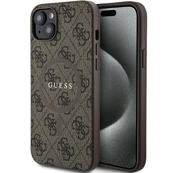 Оригинален гръб GUESS за IPHONE 14 compatible with MagSafe GUHMP14SG4GFRW (4G Ring classic logo) кафяв