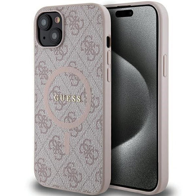 Оригинален гръб GUESS за IPHONE 15 Plus compatible with MagSafe GUHMP15MG4GFRP (4G Ring classic logo) розов