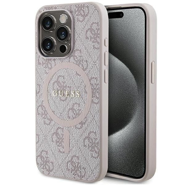 Оригинален гръб GUESS за IPHONE 15 Pro Max compatible with MagSafe GUHMP15XG4GFRP (4G Ring classic logo) розов