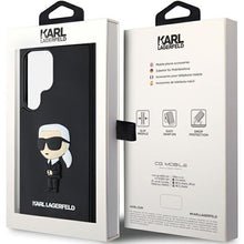 Заредете изображение във визуализатора на галерията – Оригинален гръб KARL LAGERFELD за SAMSUNG S24 Ultra KLHCS24L3DRKINK (3D RUBBER IKONIK NFT) черен
