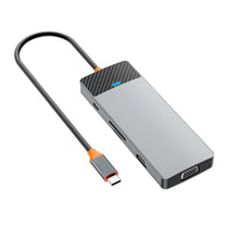 Заредете изображение във визуализатора на галерията – WiWU - HUB A921HV 9in1 USB3.0x2+USB2.0x1+SD/TF(3.0)+PD (100W)+USB-C(3.0)+HDMI(4K30HZ)+VGA 1080P)
