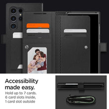 Заредете изображение във визуализатора на галерията – SPIGEN WALLET S Plus книга за SAMSUNG S24 Ultra черна
