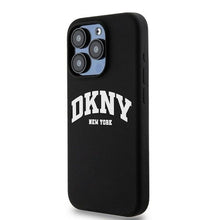 Заредете изображение във визуализатора на галерията – DKNY калъф за IPHONE 14 Pro съвместим с MagSafe DKHMP14LSNYACH (DKNY HC MagSafe Силикон с бял арков логотип) черен
