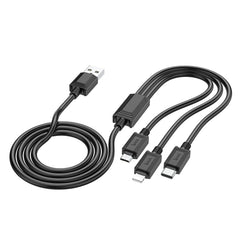 Кабел Hoco 3in1 USB A to Lightning / Micro USB / Type C 2A X76 1 m черен