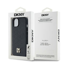 Заредете изображение във визуализатора на галерията – DKNY калъф за IPHONE 14 съвместим с MagSafe DKHMP14SPSHRPSK (DKNY HC MagSafe Pu Повторен модел с логотип) черен
