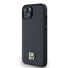 Заредете изображение във визуализатора на галерията – DKNY калъф за IPHONE 14 съвместим с MagSafe DKHMP14SPSHRPSK (DKNY HC MagSafe Pu Повторен модел с логотип) черен
