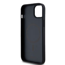 Заредете изображение във визуализатора на галерията – DKNY калъф за IPHONE 15 съвместим с MagSafe DKHMP15SPSHRPSK (DKNY HC MagSafe Pu Повторен модел с логотип) черен
