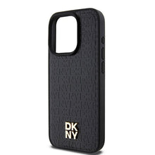 Заредете изображение във визуализатора на галерията – DKNY калъф за IPHONE 15 Pro съвместим с MagSafe DKHMP15LPSHRPSK (DKNY HC MagSafe Pu Повторен модел с логотип) черен
