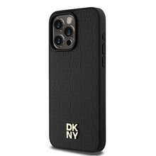 Заредете изображение във визуализатора на галерията – DKNY калъф за IPHONE 15 Pro Max съвместим с MagSafe DKHMP15XPSHRPSK (DKNY HC MagSafe Pu Повторен модел с логотип) черен
