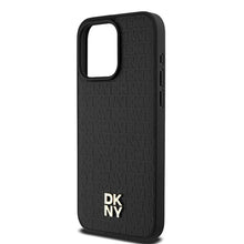 Заредете изображение във визуализатора на галерията – DKNY калъф за IPHONE 15 Pro Max съвместим с MagSafe DKHMP15XPSHRPSK (DKNY HC MagSafe Pu Повторен модел с логотип) черен
