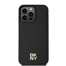 Заредете изображение във визуализатора на галерията – DKNY калъф за IPHONE 15 Pro Max съвместим с MagSafe DKHMP15XPSHRPSK (DKNY HC MagSafe Pu Повторен модел с логотип) черен
