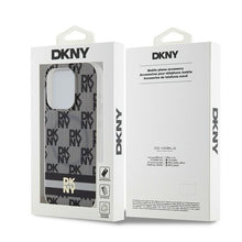 Заредете изображение във визуализатора на галерията – DKNY калъф за IPHONE 15 Pro Max съвместим с MagSafe DKHMP15XHCPTSK (DKNY HC MagSafe PC TPU Кариран модел с печатни ивици) черен
