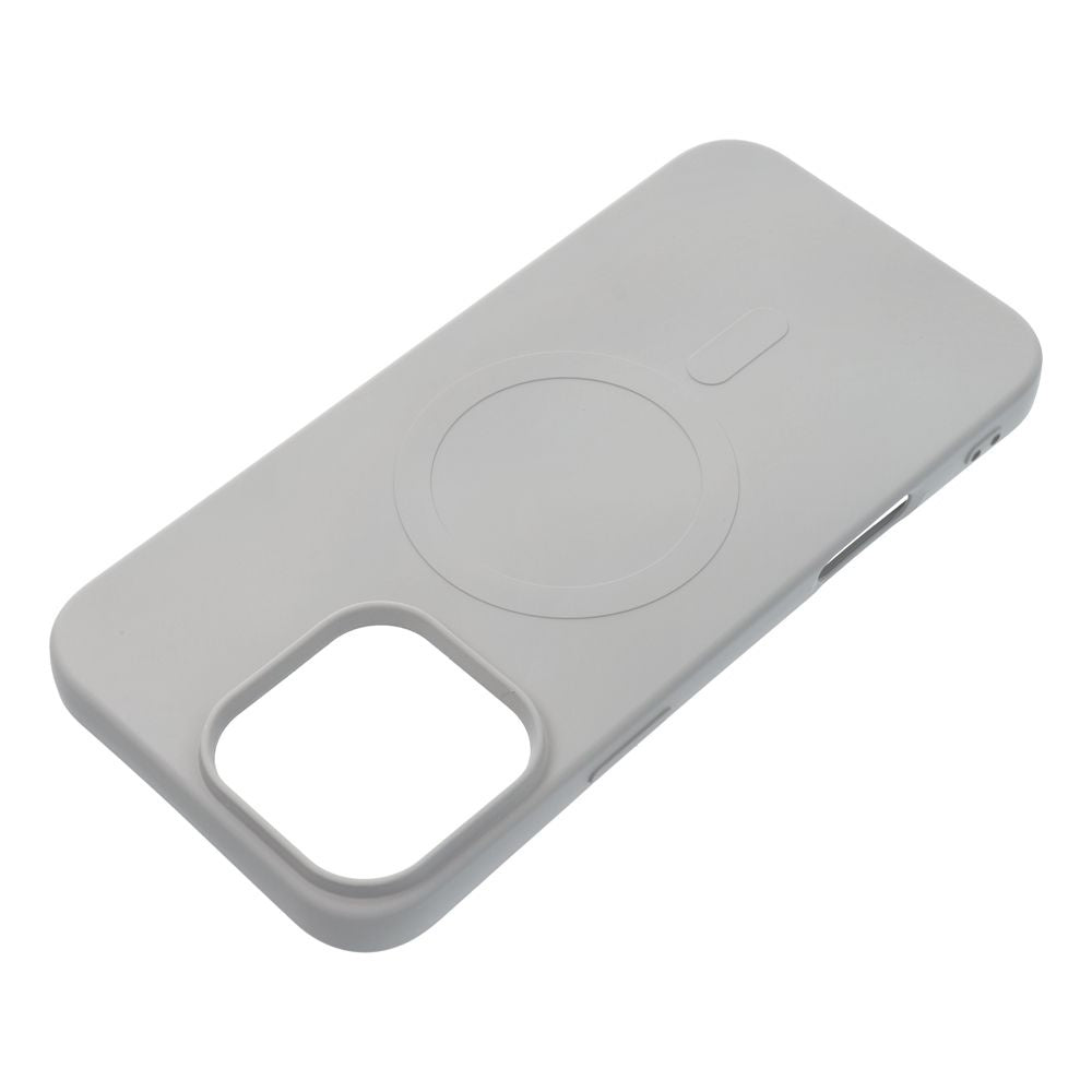 Гръб SILICONE MAG COVER с отвор за логото съвместим с MagSafe за IPHONE 16 Pro Max сив титанов