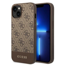 Заредете изображение във визуализатора на галерията – Оригинален гръб GUESS за IPHONE 13 / 14 / 15 GUHCP14SG4GLBR (4G Stripe Collection) кафяв
