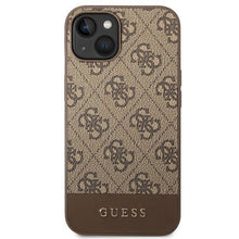 Заредете изображение във визуализатора на галерията – Оригинален гръб GUESS за IPHONE 13 / 14 / 15 GUHCP14SG4GLBR (4G Stripe Collection) кафяв
