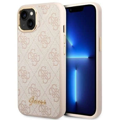 Оригинален гръб GUESS за IPHONE 13 / 14 / 15 GUHCP14SHG4SHP (4G Vintage Златист Logo) розов