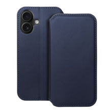 Заредете изображение във визуализатора на галерията – Калъф тип книга DUAL POCKET за IPHONE 16 тъмно син
