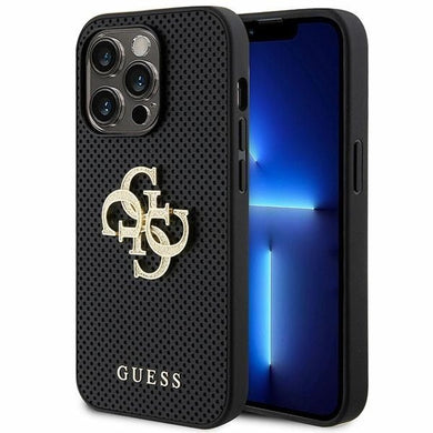 Оригинален гръб GUESS за IPHONE 15 Pro GUHCP15LPSP4LGK (Leather Perforated 4G Glitter Logo) черен