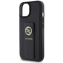 Заредете изображение във визуализатора на галерията – Оригинален гръб GUESS за IPHONE 13 / 14 / 15 GUHCP15SPGSSADK (Grip Stand 4G Saffiano Strass) черен
