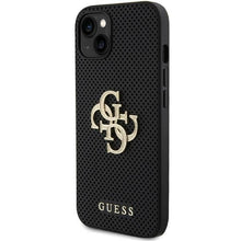 Заредете изображение във визуализатора на галерията – Оригинален гръб GUESS за IPHONE 13 / 14 / 15 GUHCP15SPSP4LGK (Leather Perforated 4G Glitter Logo) черен
