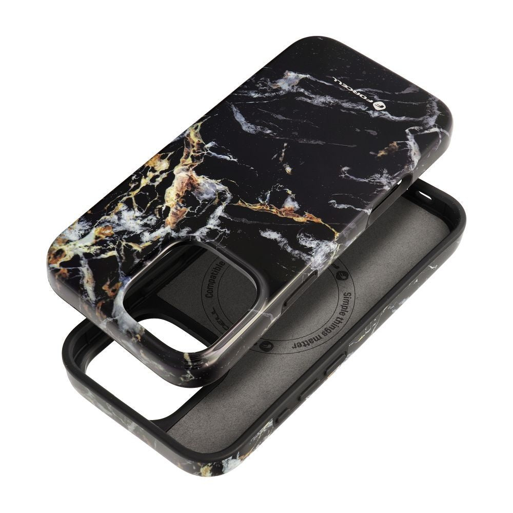 Гръб FORCELL F-PROTECT Mirage съвместим с MagSafe за IPHONE 16 PRO MAX черен marble