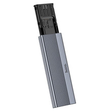 Заредете изображение във визуализатора на галерията – HOCO enclosure for M.2 SATA SSD drives M key B+M key up to 4TB USB A USB3.2 / 6GBps HB47 metal gray
