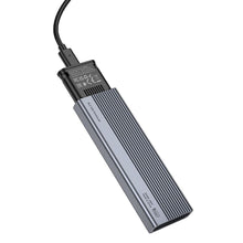 Заредете изображение във визуализатора на галерията – HOCO enclosure for M.2 SATA SSD drives M key B+M key up to 4TB USB A USB3.2 / 6GBps HB47 metal gray
