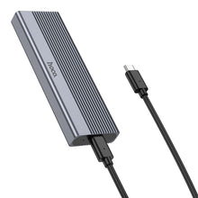 Заредете изображение във визуализатора на галерията – HOCO enclosure for M.2 NVME SSD drives M key B+M key up to 4TB Type C USB3.2 / 10GBps HB47A metal gray
