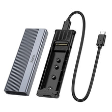 Заредете изображение във визуализатора на галерията – HOCO enclosure for M.2 NVME SSD drives M key B+M key up to 4TB Type C USB3.2 / 10GBps HB47A metal gray
