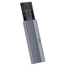 Заредете изображение във визуализатора на галерията – HOCO enclosure for M.2 NVME SSD drives M key B+M key up to 4TB Type C USB3.2 / 10GBps HB47A metal gray
