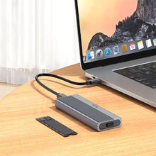Заредете изображение във визуализатора на галерията – HOCO enclosure for M.2 NVME SSD drives M key B+M key up to 4TB Type C USB3.2 / 10GBps HB47A metal gray
