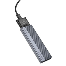 Заредете изображение във визуализатора на галерията – HOCO enclosure for M.2 NVME SSD drives M key B+M key up to 4TB Type C USB3.2 / 10GBps HB47A metal gray
