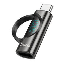 Заредете изображение във визуализатора на галерията – HOCO adapter Type C (male) to Type C (female) with digital display 5A 100W UA32 black
